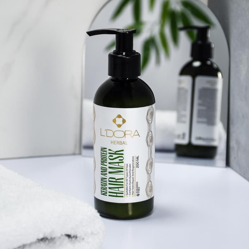 ماسک گیاهی پروتئینه و کراتینه موی سر لدورا هربال 2