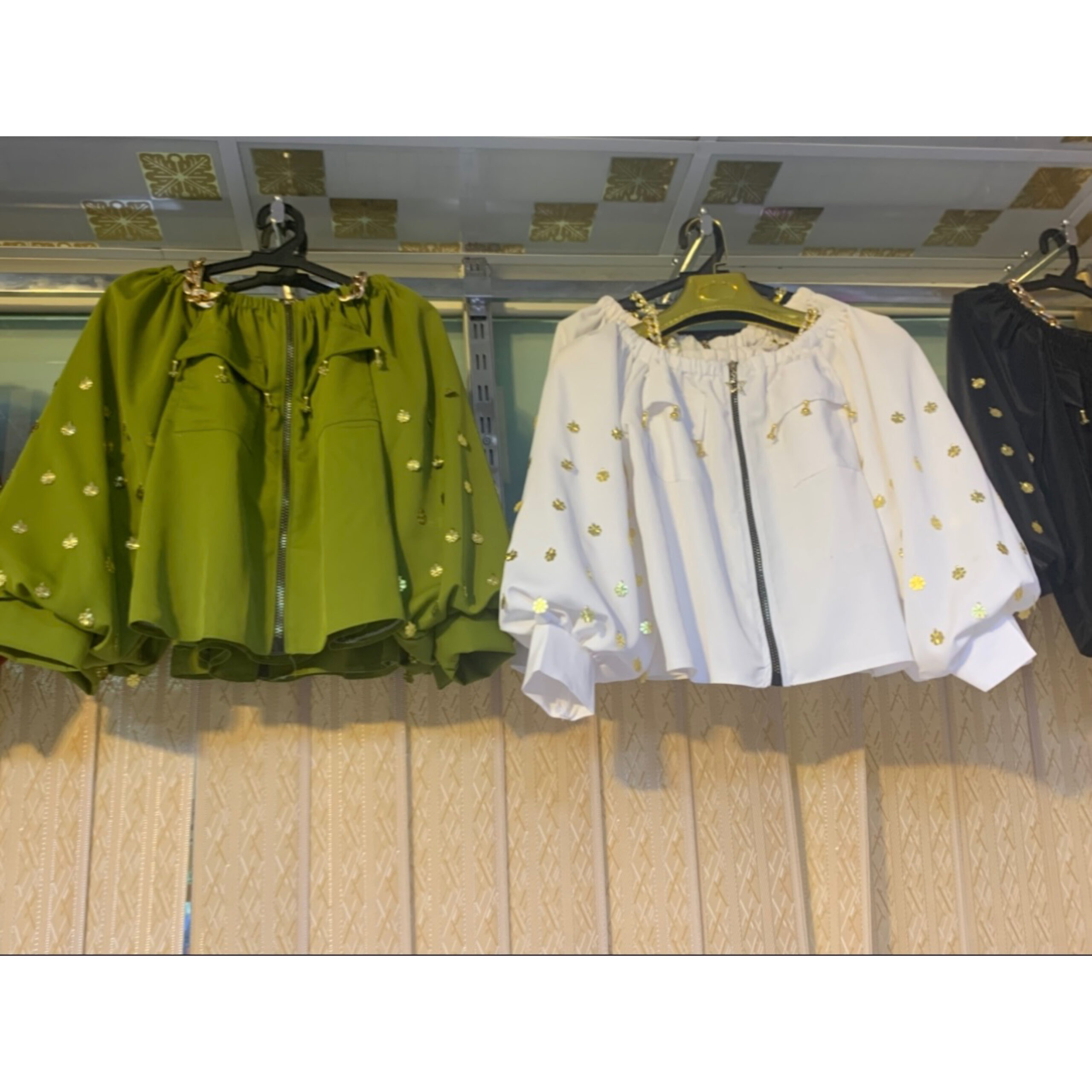 ست دامن ،بلوز زیپ‌دار آستین‌پفی دخترانه 👸