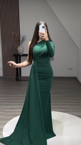 پیراهن بلند چسب یک شانه ای
