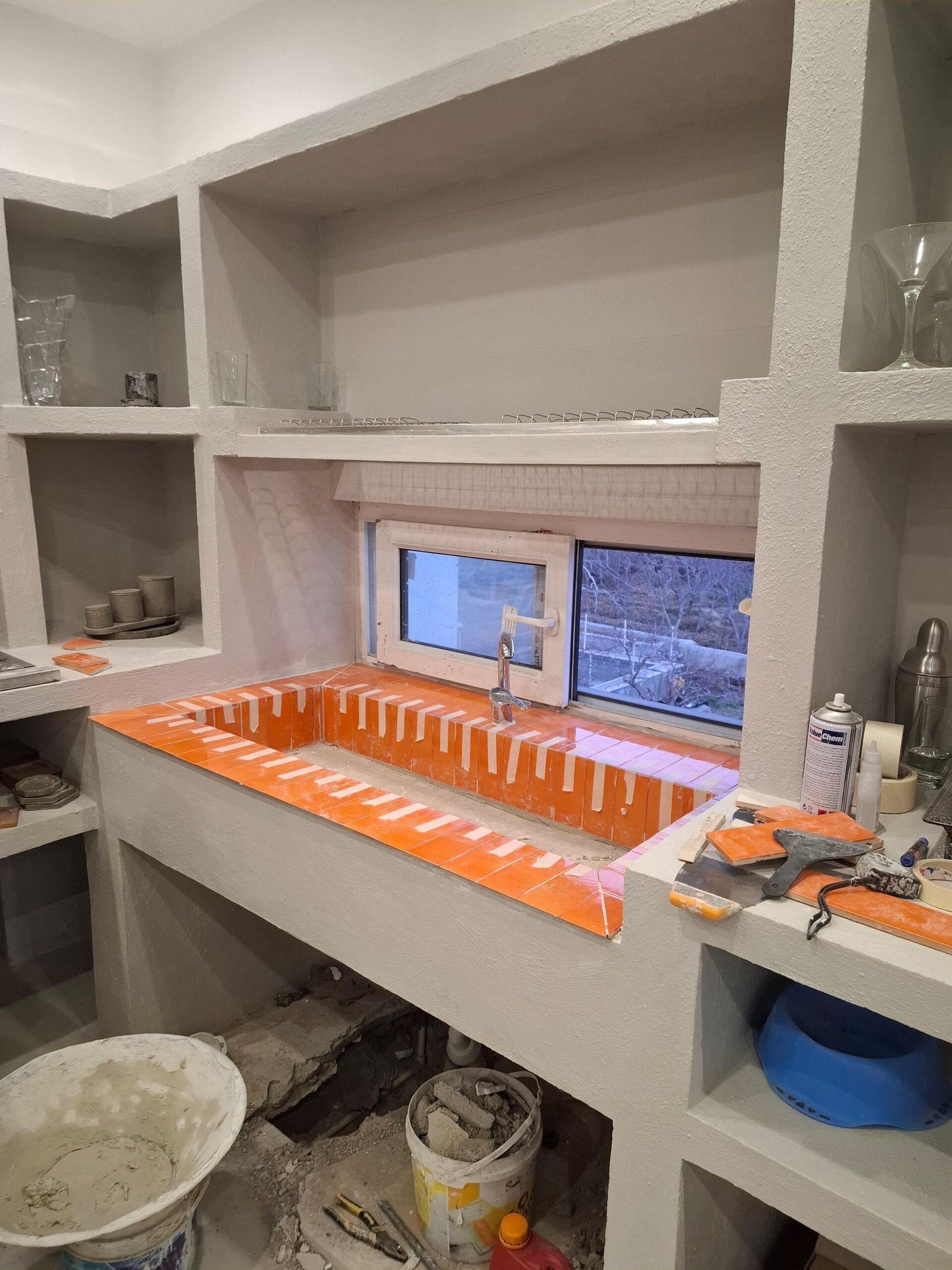 اجرای کابینت طرح سیمان جدید و مدرن ومقاوم