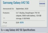 سامسونگ A42 5G
