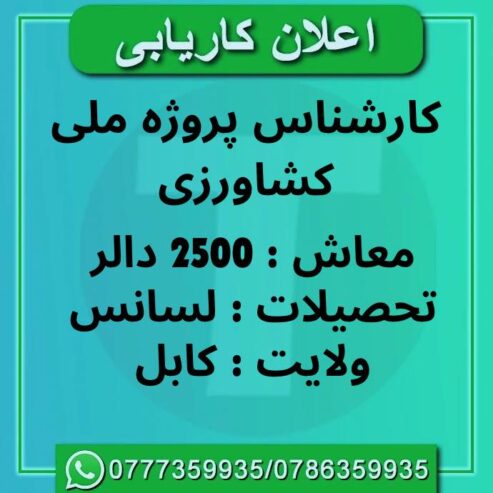 اعلان کاریابی
سازمان  Moore Afghanistan به کارمند با معاش 2500 دالر در کابل نی…